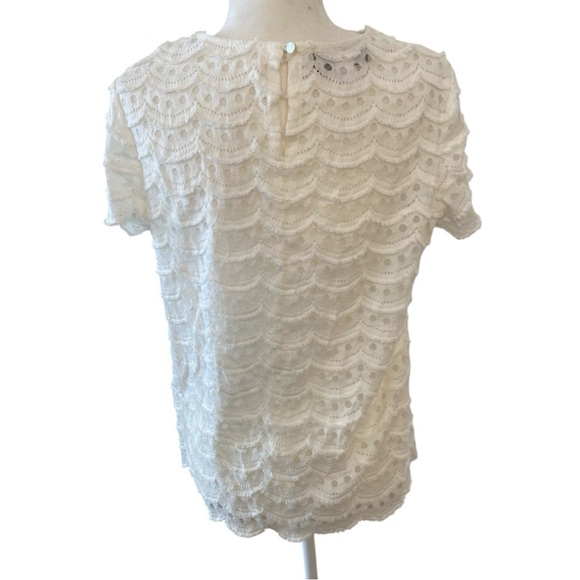 Sara Campbell Womens White Lacey Sheer Top Blouse Size Small Casual Preppy - Picture 4 of 8